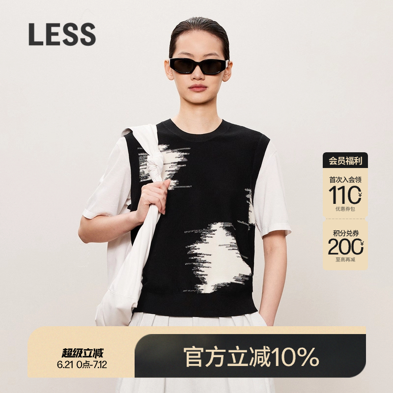【精工系列】LESS春秋假两件针织衫拼接圆领短袖T恤上衣2O7313180