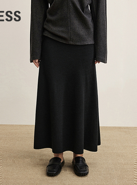 【商场同款】LESS2025年冬新款优雅修身坑条长款半身裙2P0D18250