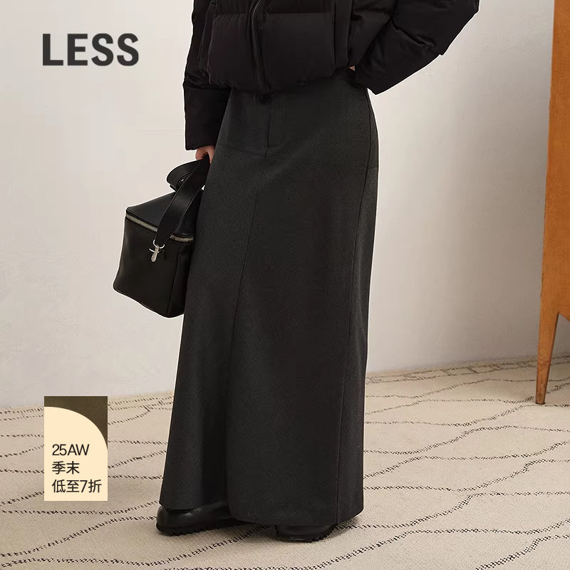 【商场同款】LESS2025冬新款通勤全羊毛长款A字半身裙2PAD16920,女装/女士精品,半身裙,淘宝优惠券,粉丝福利购,淘宝优惠卷