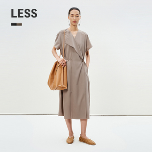 LESS夏通勤简约气质计感连衣裙子舒适纯色含桑蚕丝2P5G13280