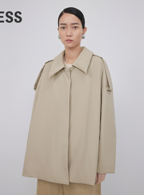 LESS秋冬白鸭绒外套女休闲简约轻薄翻领风衣式羽绒服2N9C12380