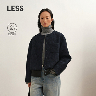 小香风假两件毛呢夹克外套2P0815690 LESS2025冬新款 商场同款