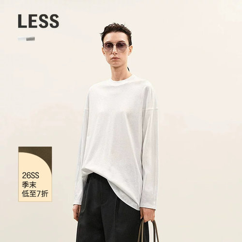 LESS棉麻纯色休闲长袖T恤