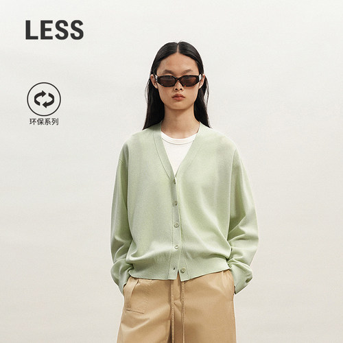 LESS环保醋酸V领开襟针织