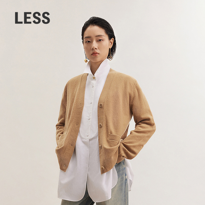 LESS山羊绒V领修身针织开衫