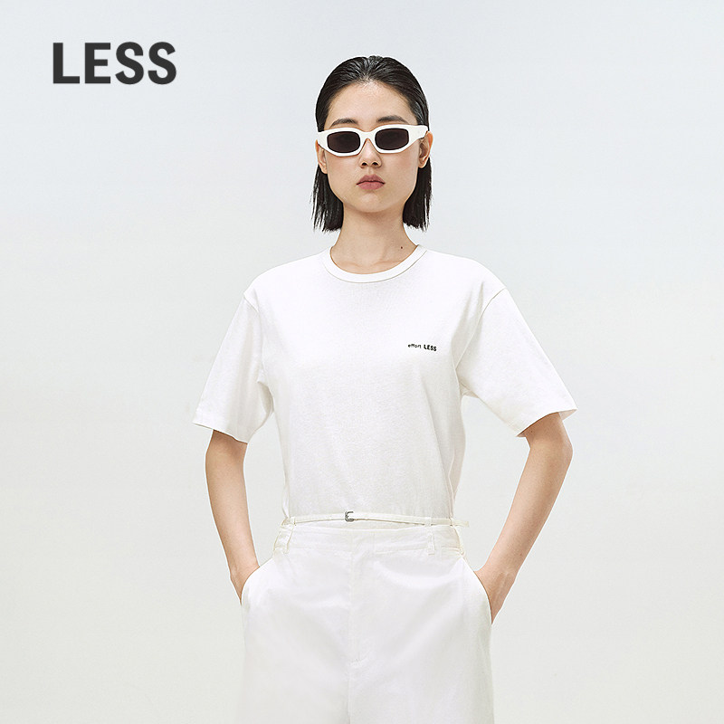 LESS春夏通勤简约纯色上衣女时尚宽松基础休闲短袖T恤女2O71