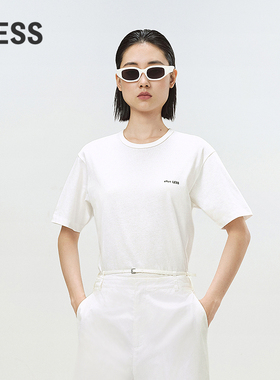 LESS春夏通勤简约纯色上衣女时尚宽松基础休闲短袖T恤女2O7112000