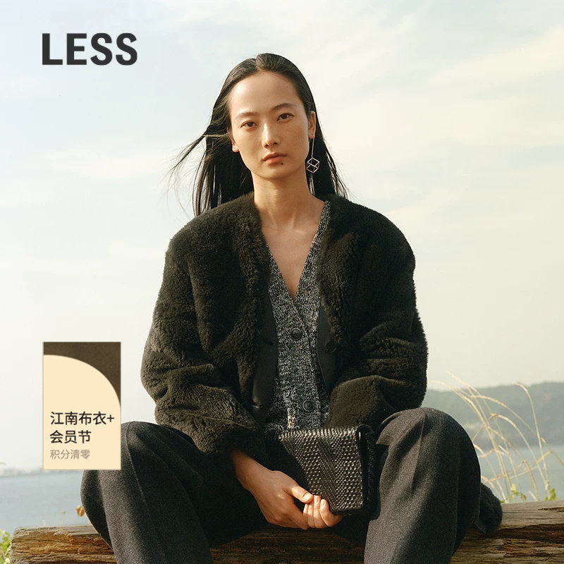 LESS冬气质羊毛皮休闲中长皮草外套女2PAA15280