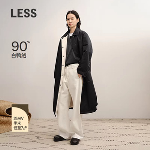 【商场同款】LESS2025冬新款进口双面穿长款白鸭绒羽绒2P0C15020