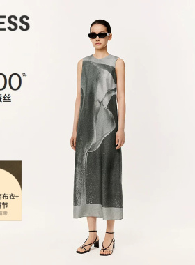 【精工系列】LESS拓印无袖连衣裙女桑蚕真丝气质背心裙2O3G13730