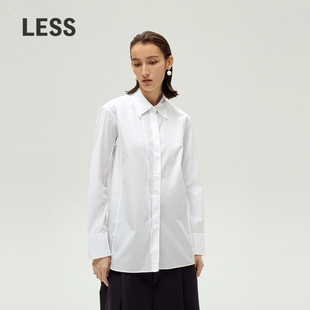 LESS棉质长袖 女简约双层衣领纯色休闲衬衣上衣2O1211620 衬衫