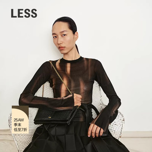 【商场同款】LESS2025年秋新款艺术印花修身长袖T恤女2P8115970