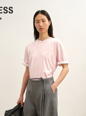 【商场同款】LESS2025冬新款长绒棉圆领纯色休闲T恤女2PB115710