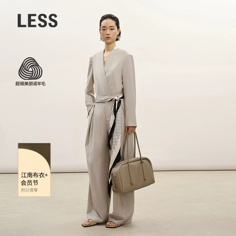 【商场同款】LESS2026夏新款通勤美丽诺羊毛纯色阔腿裤2Q4E10230