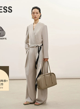 【商场同款】LESS2026夏新款通勤美丽诺羊毛纯色阔腿裤2Q4E10230