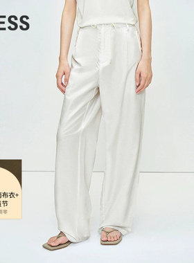 【0压系列】LESS直筒抽绳休闲裤女通勤运动感纯色长裤女2P4E11450