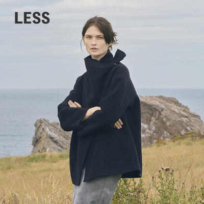 LESS立领含羊绒双面呢大衣