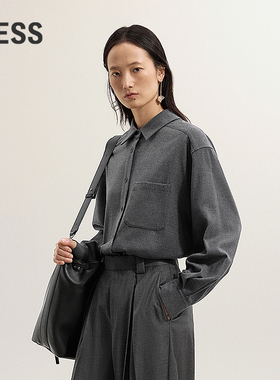 【商场同款】LESS2025年冬新款宽松休闲直筒长袖衬衫2PB21514H