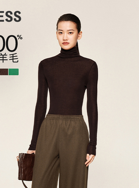 LESS绵羊毛高领修身针织衫女时尚舒适长袖打底针织衫2OA311820
