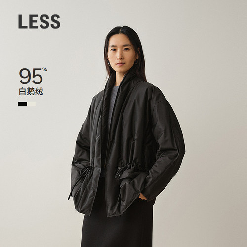 【商场同款】LESS2026年冬新款X型宽松长袖中长款鹅绒服2Q0C14530