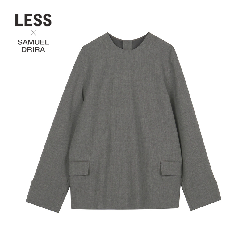 【SAMUEL系列】LESS冬季圆领套头宽松毛呢西装上衣女2O0611000