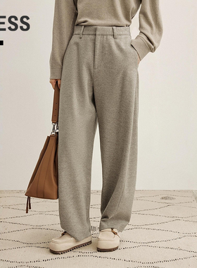 【商场同款/0压系列】LESS2025冬新香蕉裤通勤毛呢裤女2P0E17030