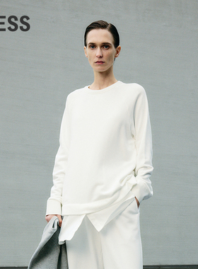 LESS春秋假两件套头卫衣女宽松棉质纯色拼接圆领上衣2O8411430