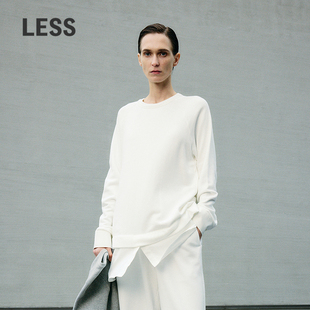 LESS春秋假两件套头卫衣女宽松棉质纯色拼接圆领上衣2O8411430