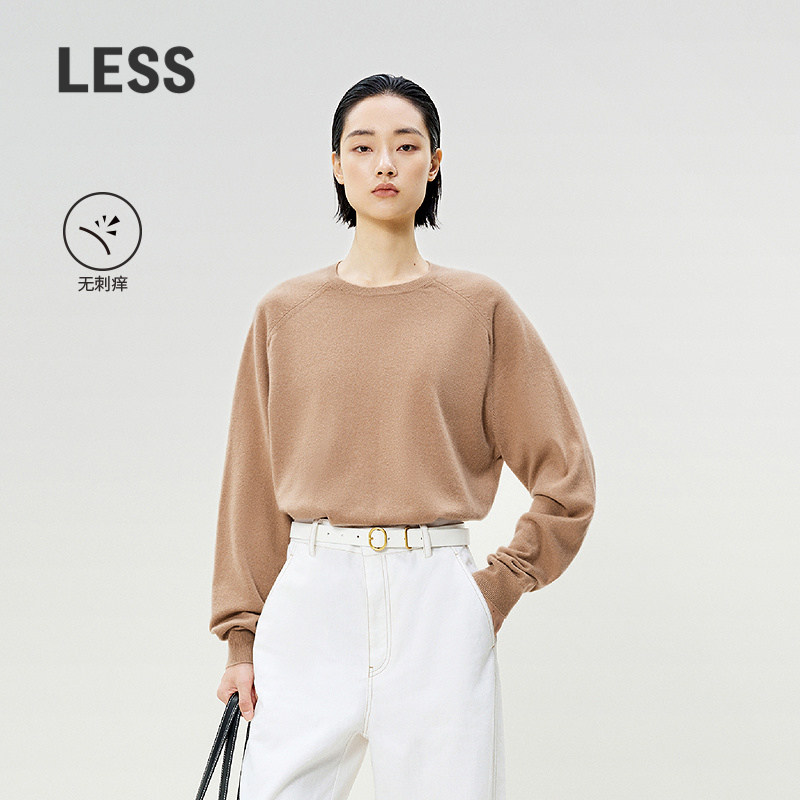 【0压系列】LESS春季亲肤全羊绒衫女纯色圆领百搭针织衫2P13