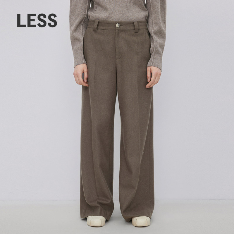LESS秋冬绵羊毛休闲裤子女阔腿通勤流行西装裤2NAE12290
