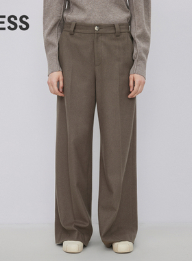 LESS秋冬绵羊毛休闲裤子女阔腿通勤流行西装裤2NAE12290