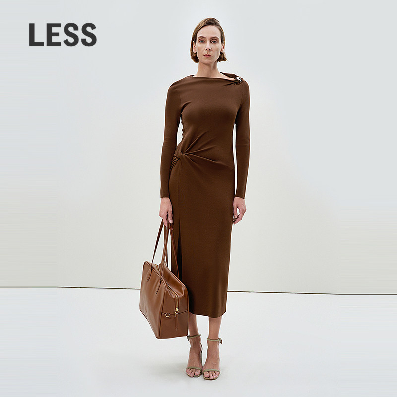 LESS新款精工长袖针织连衣裙