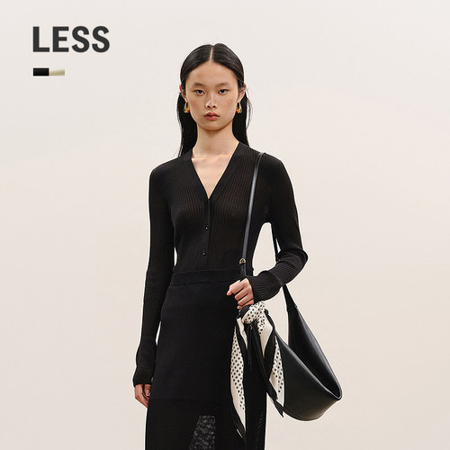 LESS修身V领薄款针织开衫