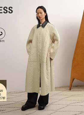 【商场同款/精工系列】LESS2025年冬新款巴恩风长款棉衣2P0B16010