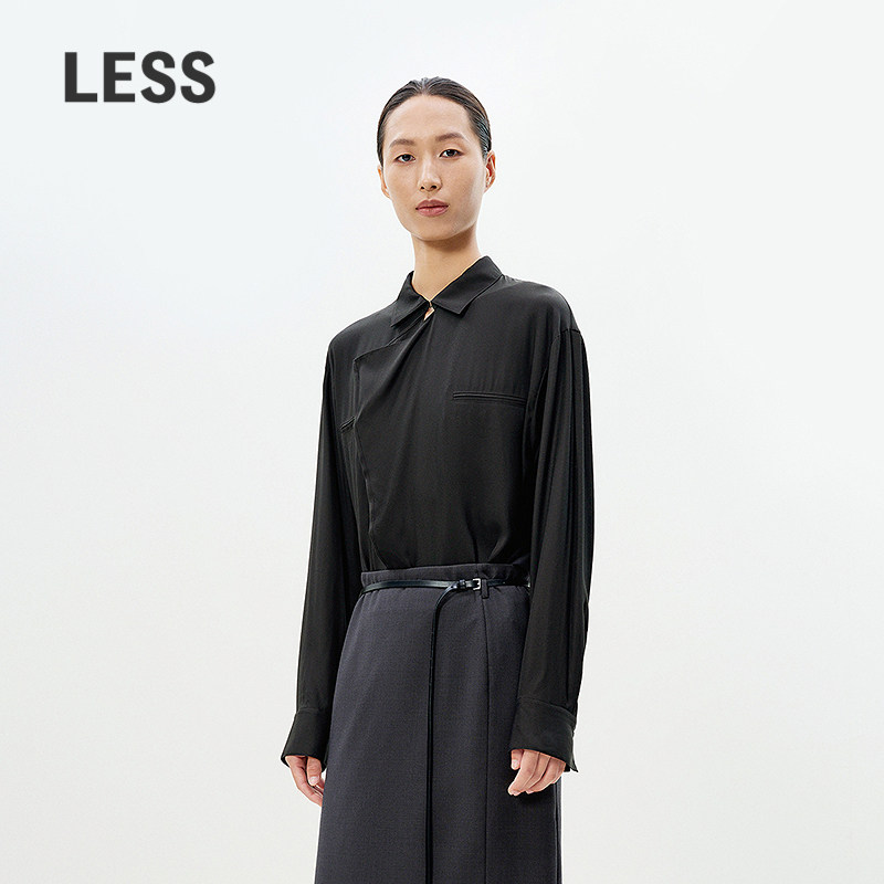 LESS含桑蚕丝新中式宽松长袖衬衫图片