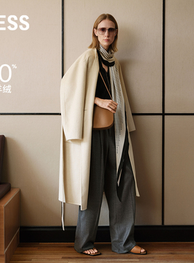 【商场同款】LESS2026春新款宽松气质含羊绒双面呢大衣2Q1813870