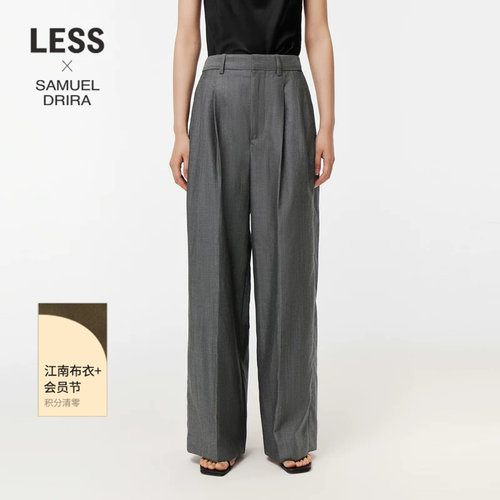 【LESSxSamuel】春秋绵羊毛宽松长裤女时尚直筒西装裤2O7E13190