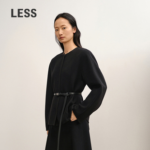 通勤圆领收腰毛呢夹克女2P0816240 LESS2025年冬新款 商场同款