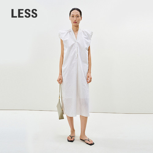 LESS设计感条纹无袖连衣裙
