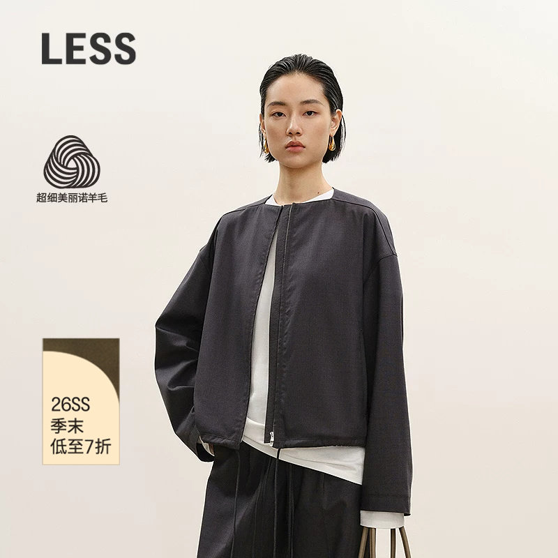 LESS休闲无领拉链夹克外套图片