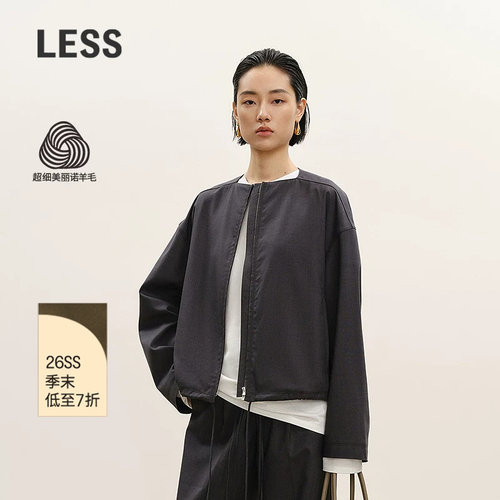 LESS休闲无领拉链夹克外套