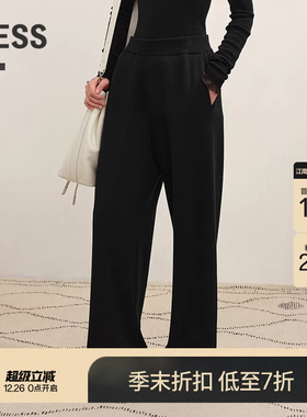 【商场同款】LESS2025年冬新款通勤直筒绵羊毛休闲裤女2P0E18010