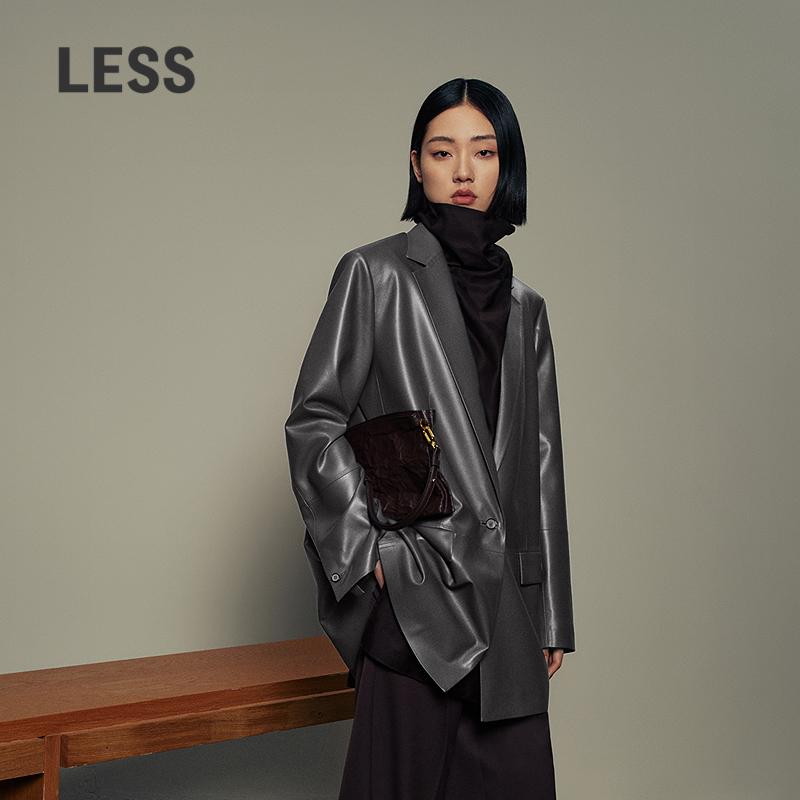 LESS西服式复古时髦皮衣