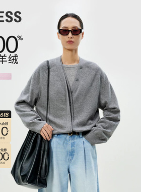 【0压系列】LESS春简约针织开衫山羊绒不规则V领毛衫女2P1310870