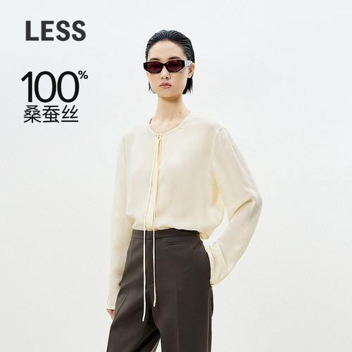 LESS桑蚕真丝提花长袖衬衫女