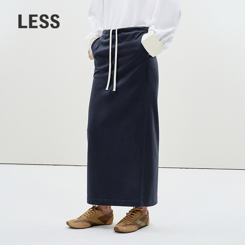 【0压系列】LESS春夏开叉卫裙高腰休闲一步裙直筒半身裙2P3D