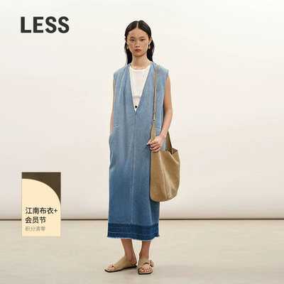 LESSV领无袖口袋牛仔连衣裙