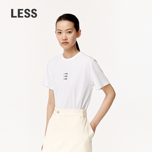 LESS全棉logo短袖 日常宽松圆领套头上衣2O4111960 T恤女休闲基础款