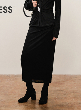 【0压系列】LESS春秋直身半身裙女通勤抽褶莱赛尔A字裙2O8D12500