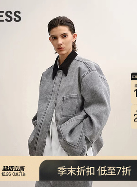 【商场同款】LESS2025冬新款撞色巴恩风工装仿皮衣外套2P0T17560